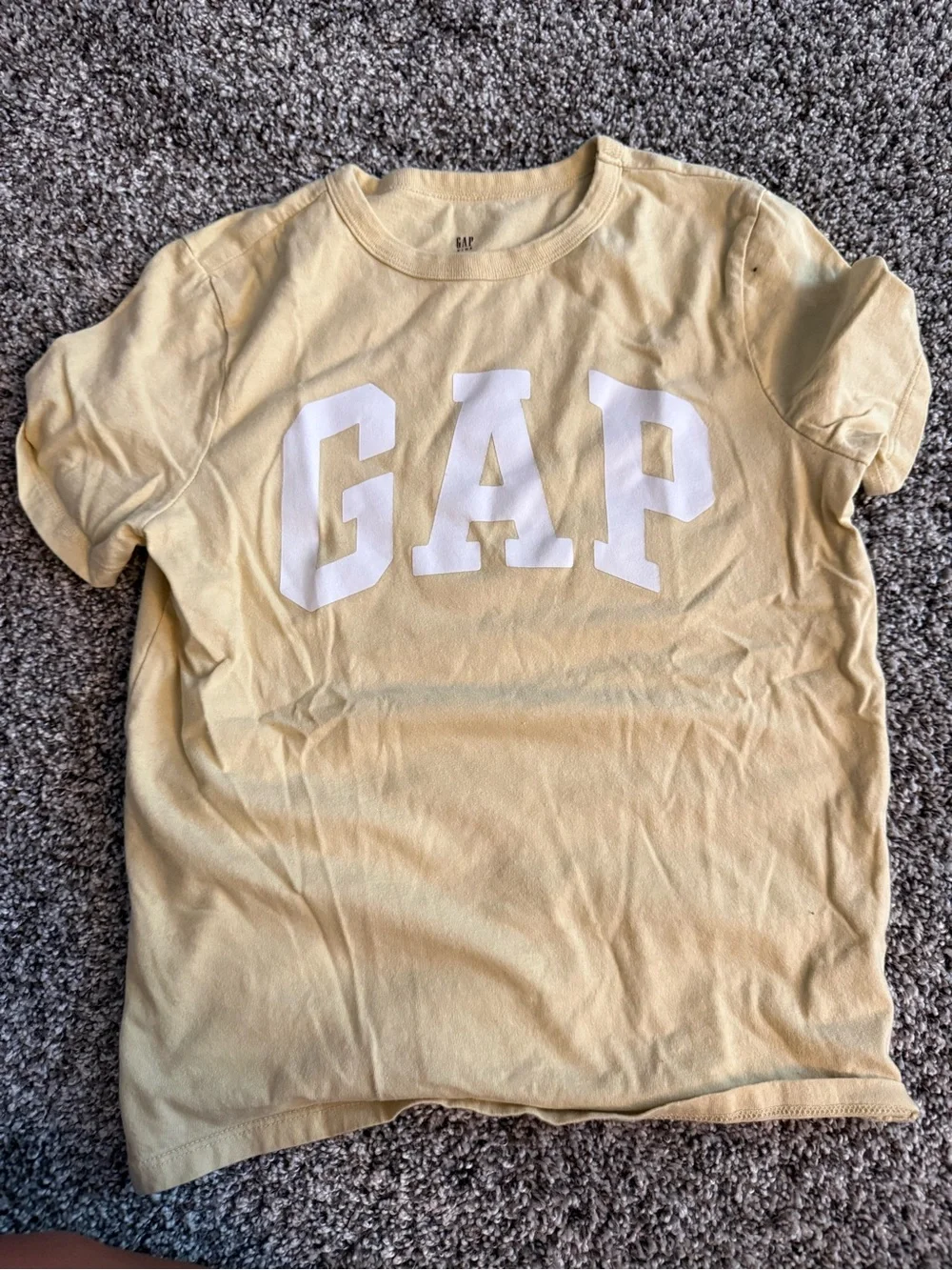GAP Pale Yellow Short Sleeve Logo Tee with White Letters